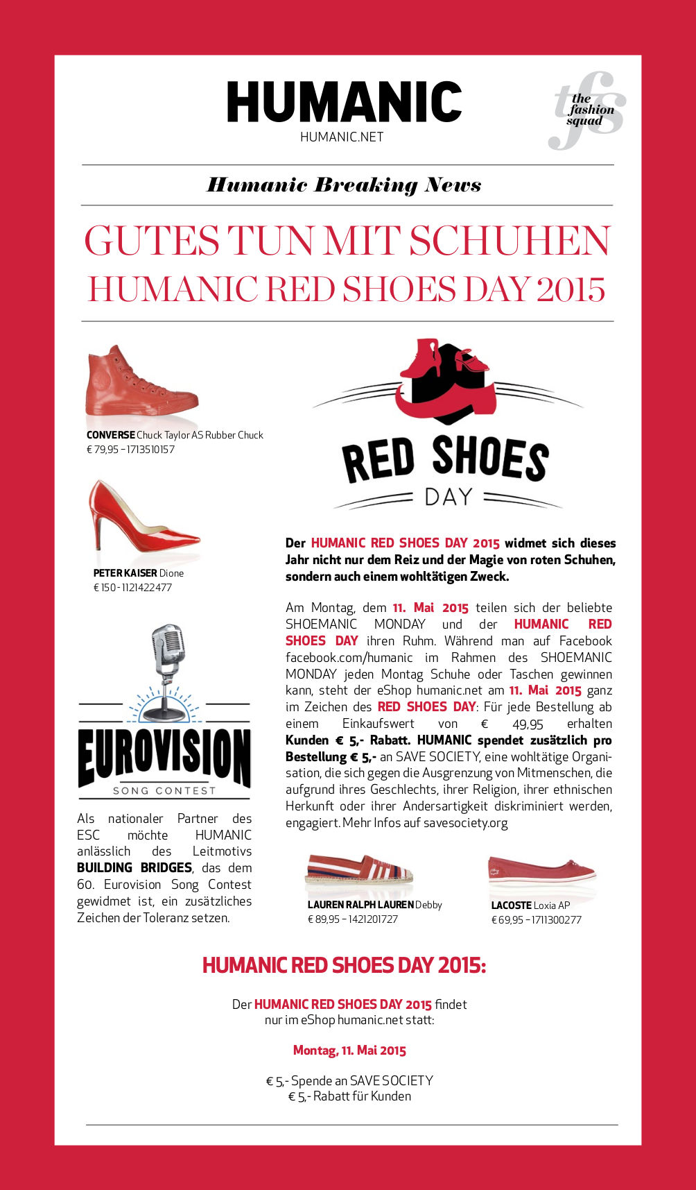 Gutes tun mit Schuhen - Red Shoes Day 2015 - save-society.org